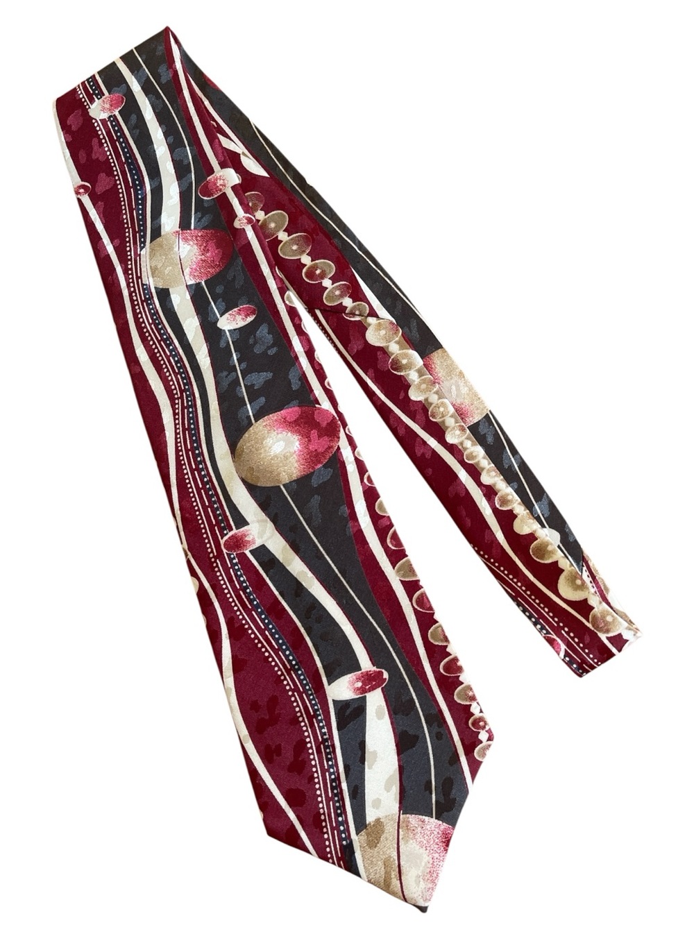 Pagliano Silk Burgundy Abstract Geometric Wide Tie 4” Vintage Designer